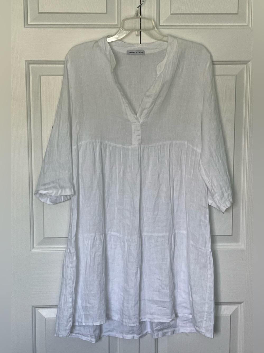 Tempo Paris White 100# Linen Dress